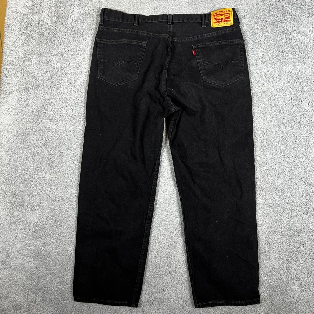 Levi's 550 Relaxed Fit‎ Jeans Mens 42x30 Black Excellent Tapered Leg Denim